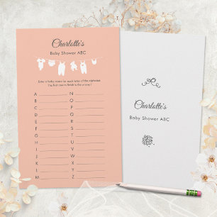 Blush Pink Minimalist Baby Girl Shower ABC Game
