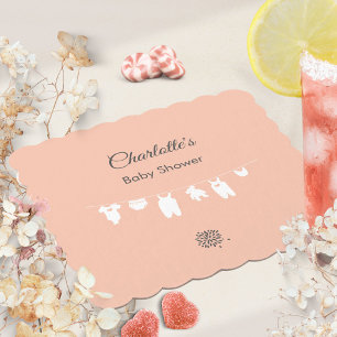 Blush Pink Minimalist Baby Girl Shower Paper Coaster