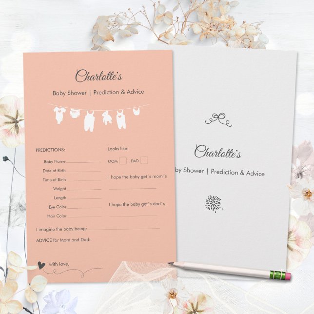 Blush Pink Minimalist Baby Shower Predictions Game (Blush Pink Minimalist Baby Shower Predictions Game ©Susanne Sachers - Sunny Mind 🌞)