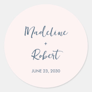 Blush Pink Minimalist BLue Wedding Envelope Seal