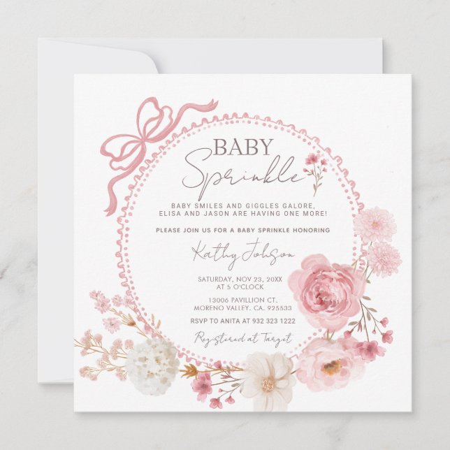 Blush Pink Minimalist Coquette Baby Sprinkle Invitation (Front)