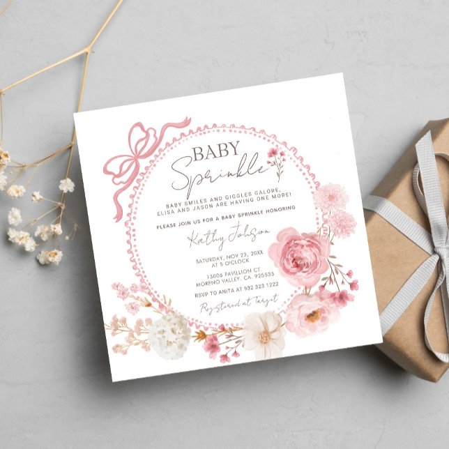 Blush Pink Minimalist Coquette Baby Sprinkle Invitation (Creator Uploaded)