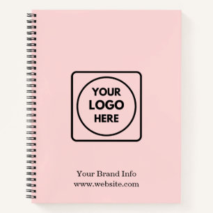 Blush Pink Minimalist Custom Business Logo Notebook
