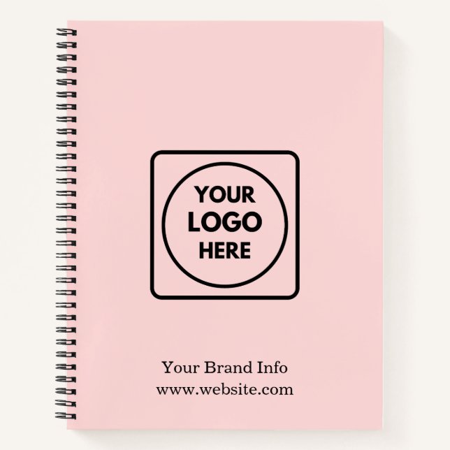 Blush Pink Minimalist | Custom Business Logo  Notebook (Front)