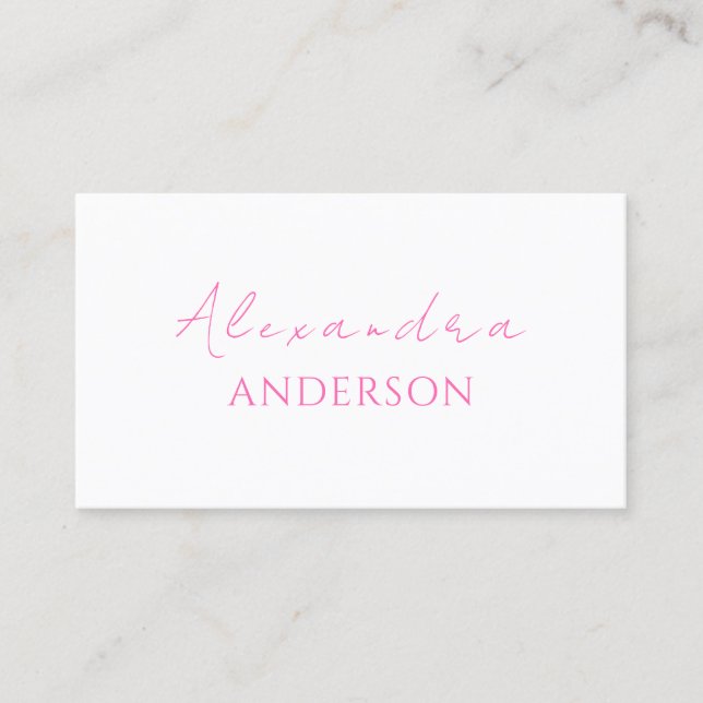 Blush PInk Minimalist Hot Pink Business Card (Front)