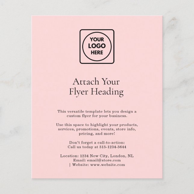 Blush Pink Minimalist Logo | Clean Business  Flyer (Front)