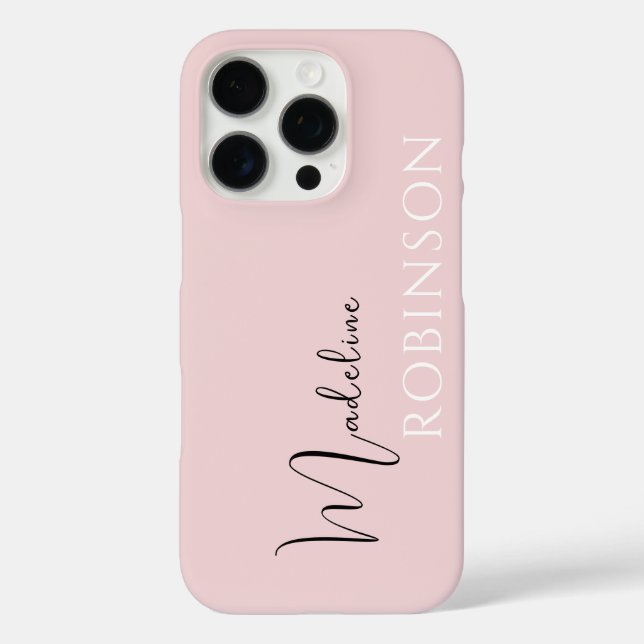 Blush Pink Minimalist Modern Script Monogram Case-Mate iPhone Case (Back)