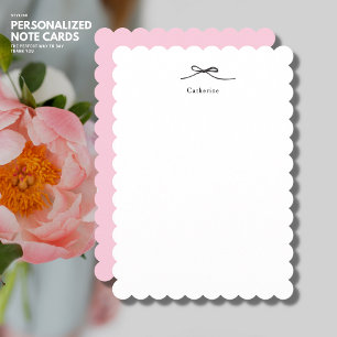 Blush Pink Minimalist Personalized Bow Note Card