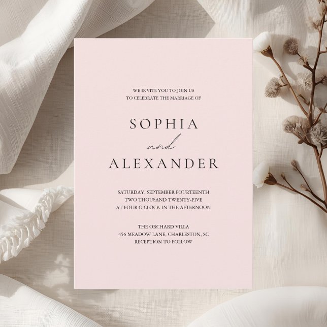 Blush Pink Minimalist Wedding Elegant  Invitation (Creator Uploaded)