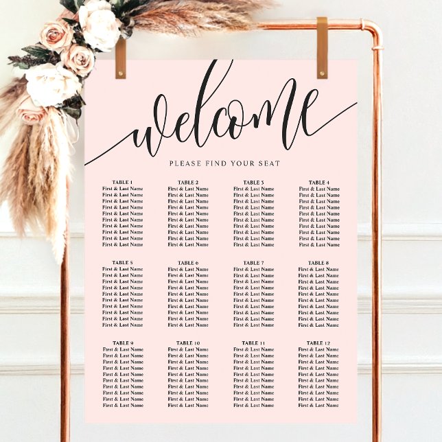 Blush Pink Minimalist Wedding Seating Chart (Creator Uploaded)