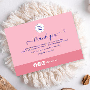 Blush Pink Minimalistic Business  Thank You Card