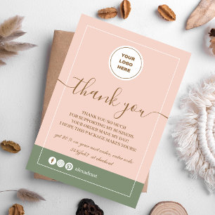 Blush Pink Minimalistic Business  Thank You Card