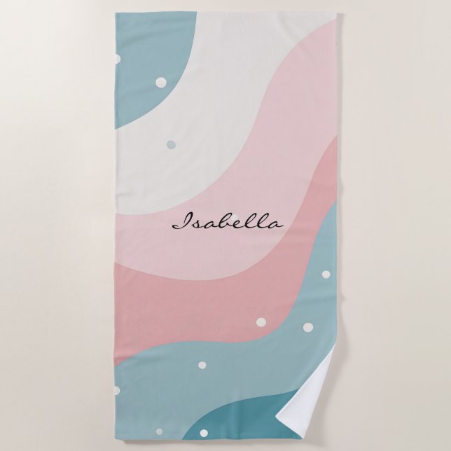 Blush Pink Mint Abstract Modern Collection Beach Towel (Front)