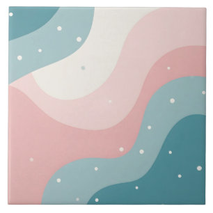 Blush Pink Mint Abstract Modern Collection Ceramic Tile