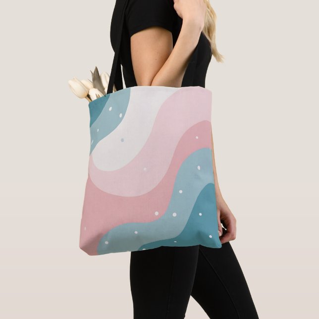 Blush Pink Mint Abstract Modern Collection Tote Bag (Close Up)