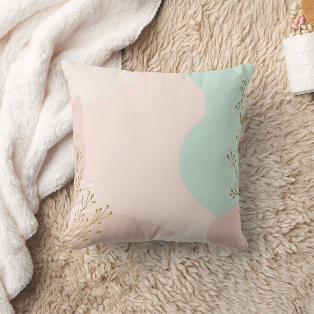Blush Pink Mint Abstract Trendy Collection Cushion (Blanket)