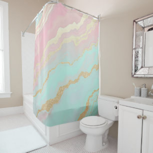 Blush Pink Mint Gold Luxury Popular Collection Shower Curtain