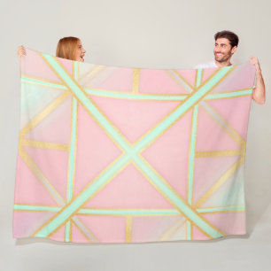 Blush Pink Mint Gold Luxury Trendy Collection Fleece Blanket