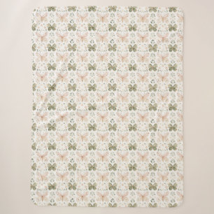 Blush Pink Mint Green Butterflies Sherpa Blanket