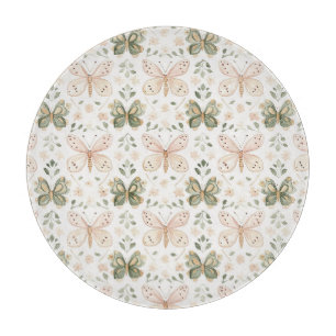 Blush Pink Mint Green Butterfly Cutting Board