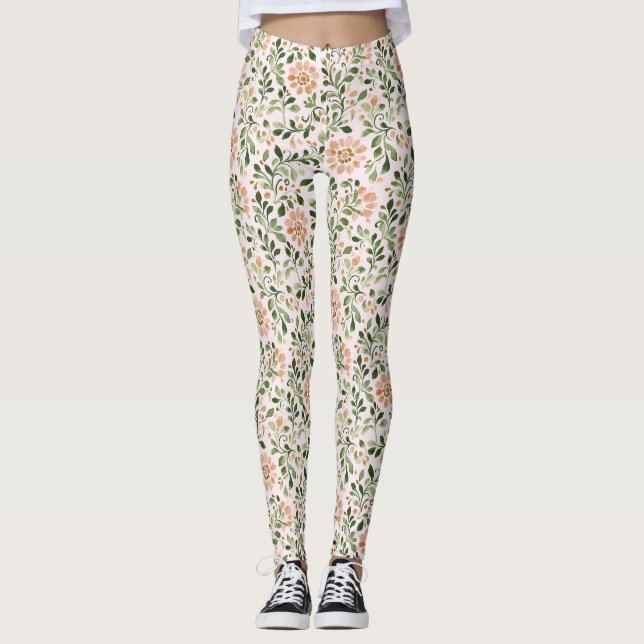 Blush Pink Mint Green Butterfly Leggings (Front)