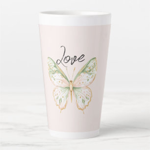 Blush Pink Mint Green Gold Butterfly  Latte Mug