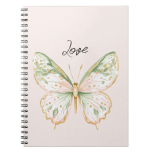 Blush Pink Mint Green Gold Butterfly Love Notebook