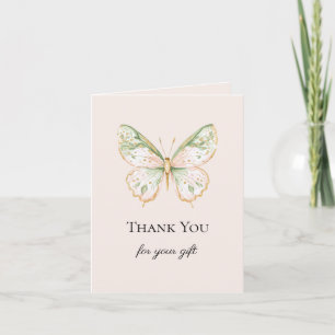 Blush Pink Mint Green Gold Butterfly Thank You Card