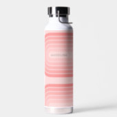 Blush Pink Mod Retro Striped Pattern Custom Name Water Bottle (Left)