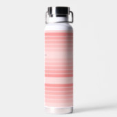 Blush Pink Mod Retro Striped Pattern Custom Name Water Bottle (Back)