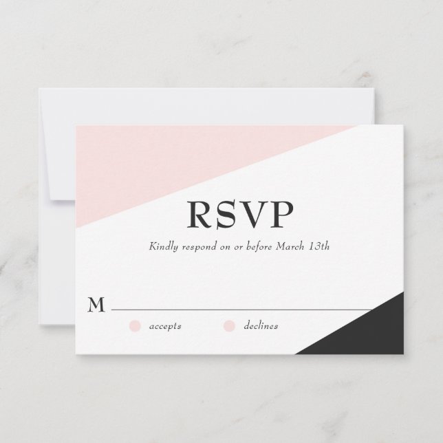 Blush Pink Modern Accents Wedding RSVP Card (Front)