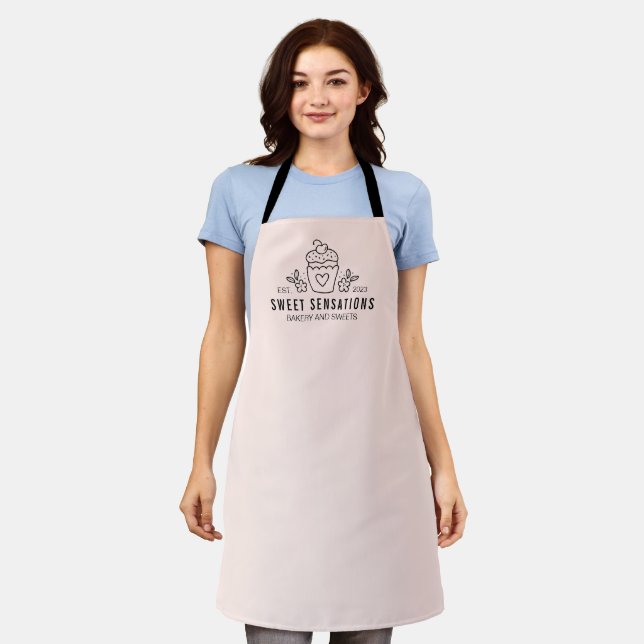 Blush Pink Modern Bakery Cupcake Apron (Worn)