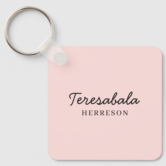 Blush Pink Modern Bridesmaid Script Design Key Ring (Front)
