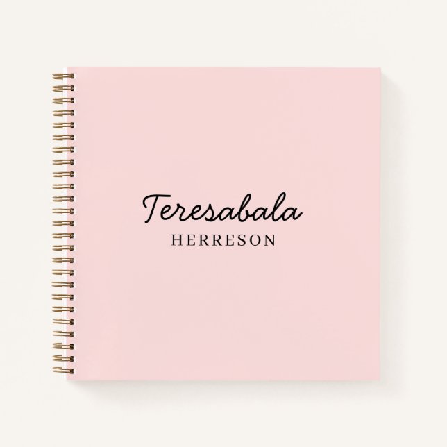Blush Pink Modern Bridesmaid Script Design Notebook (Front)