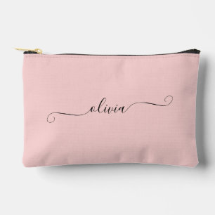 Blush Pink Modern Chic Script Personalised Accessory Pouch