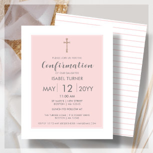 Blush Pink   Modern Confirmation budget Invitation
