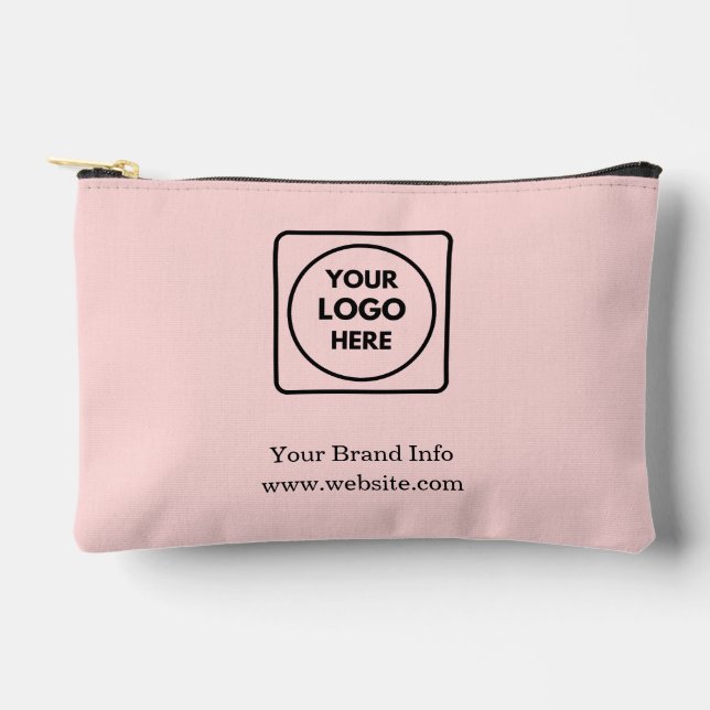 Blush Pink Modern | Custom Business Logo Design Accessory Pouch (Front)