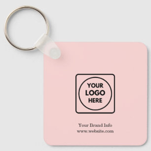 Blush Pink Modern   Custom Business Logo Design Key Ring