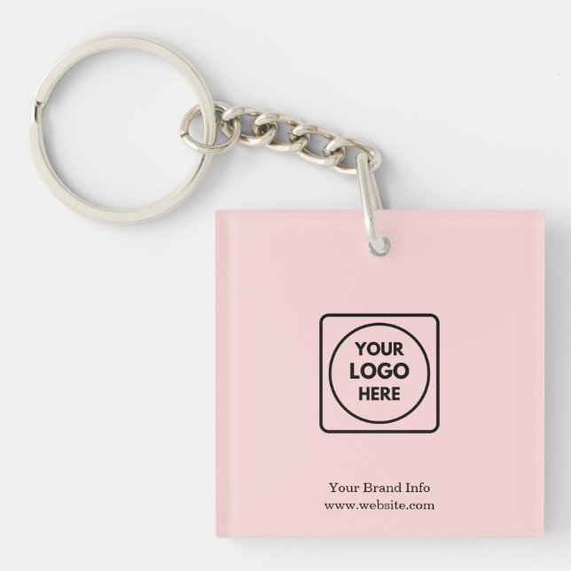 Blush Pink Modern | Custom Business Logo Keyring (Front)