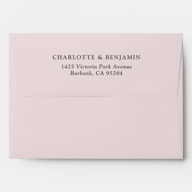 Blush Pink Modern Custom Wedding 5.25x7.25 Envelope (Back (Top Flap))