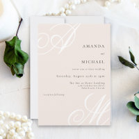 Blush Pink Modern Elegant Minimal Monogram Wedding