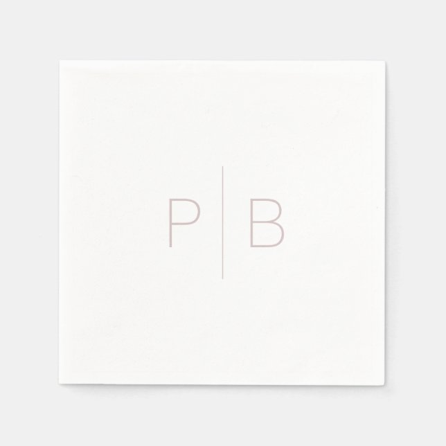 Blush Pink Modern Elegant Monogram Wedding Napkins (Front)