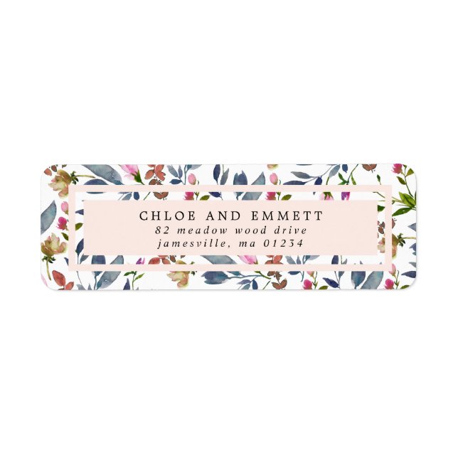 Blush Pink Modern Floral Return Address Label (Front)