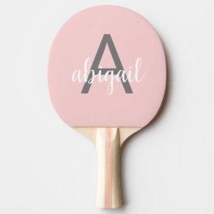 Blush Pink Modern Girly Monogram Ping Pong Paddle