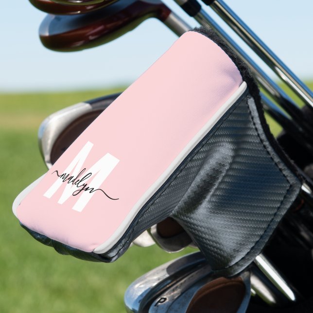 Blush Pink Modern Girly Script Monogram Golf Head Cover (Blush Pink Modern Girly Name Monogram Golf Head Cover )