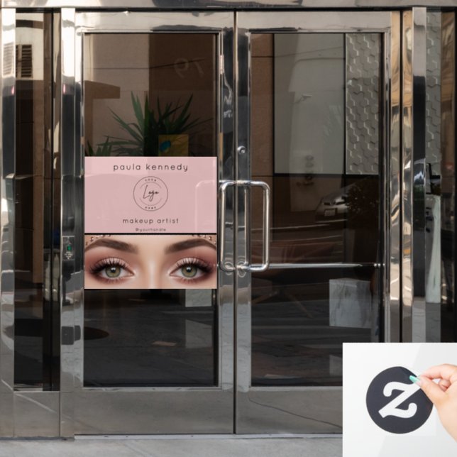 Blush Pink Modern Logo Photo Makeup Business (Office Door)