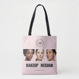 Blush Pink Modern Logo Photo Makeup Studio Tote Bag