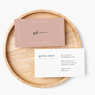 Blush Pink Modern Minimal Feminine Girly Monogram Business Card