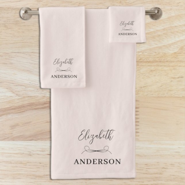 Blush Pink Modern Minimalist Bath Towel Set (Creator Uploaded)