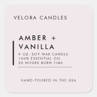 Blush Pink Modern Minimalist Candle Label Sticker